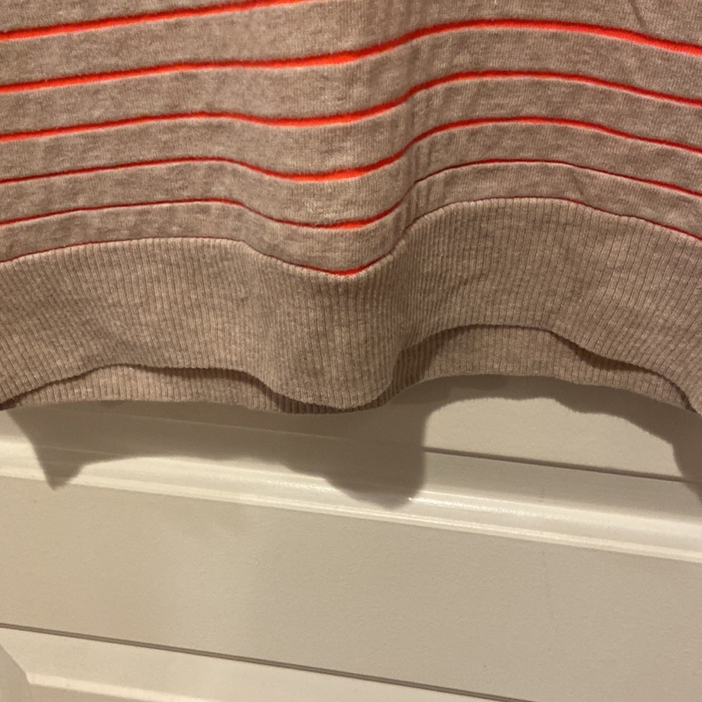 Madewell Striped Beige & Bright Orange Striped light sweatshirt. Very Cute! - Picture 9 of 13